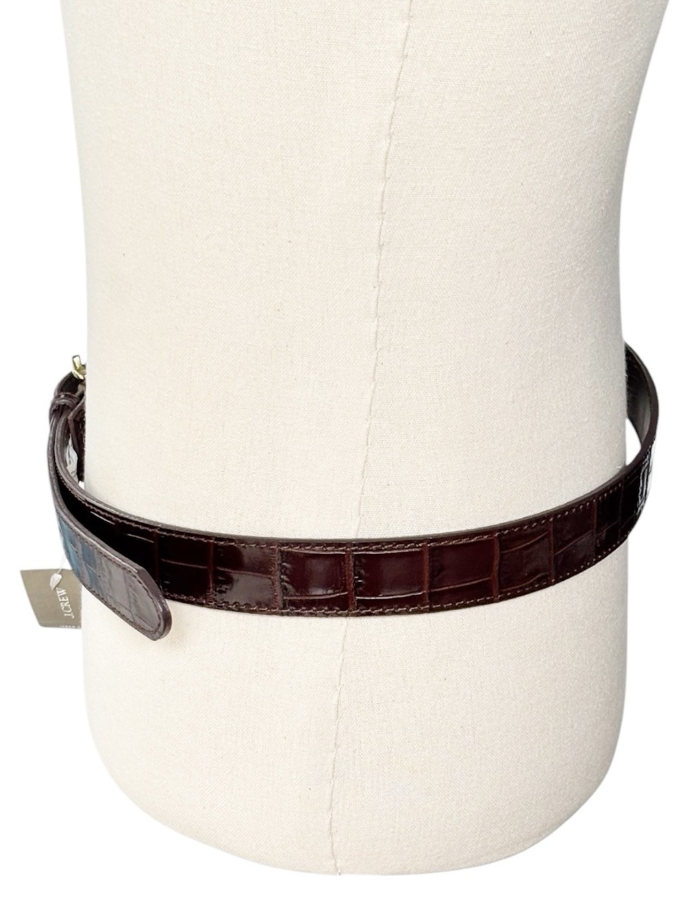 J. Crew Classic Espresso Italian leather women’s croc-embossed belt NWT | Large - Picture 6 of 16